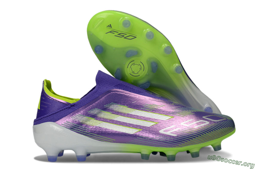 Adidas F50 Elite Laceless AG Football Boots - Purple/Electric Green/Metallic Purple 2