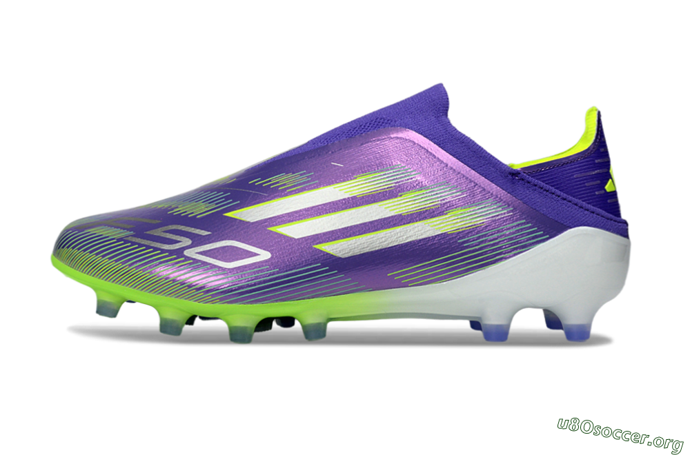 Adidas F50 Elite Laceless AG Football Boots - Purple/Electric Green/Metallic Purple 3