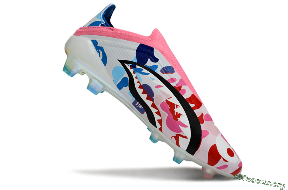 Adidas F50 Elite Laceless FG Football Boots - Pink/Coral Blush/Cerulean Blue 5