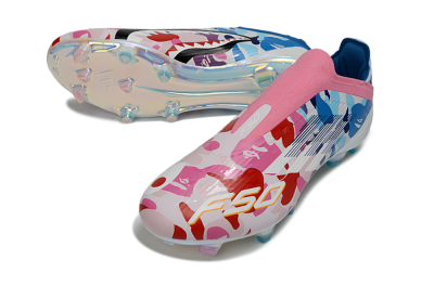 Adidas F50 Elite Laceless FG Football Boots - Pink/Coral Blush/Cerulean Blue