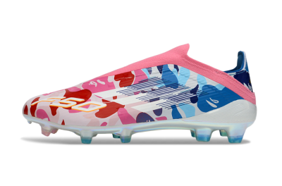 Adidas F50 Elite Laceless FG Football Boots - Pink/Coral Blush/Cerulean Blue