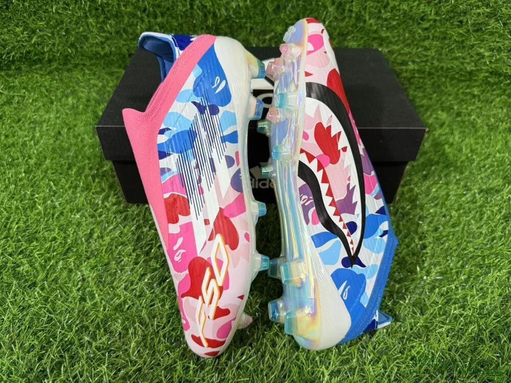 Adidas F50 Elite Laceless FG Football Boots - Pink/Coral Blush/Cerulean Blue