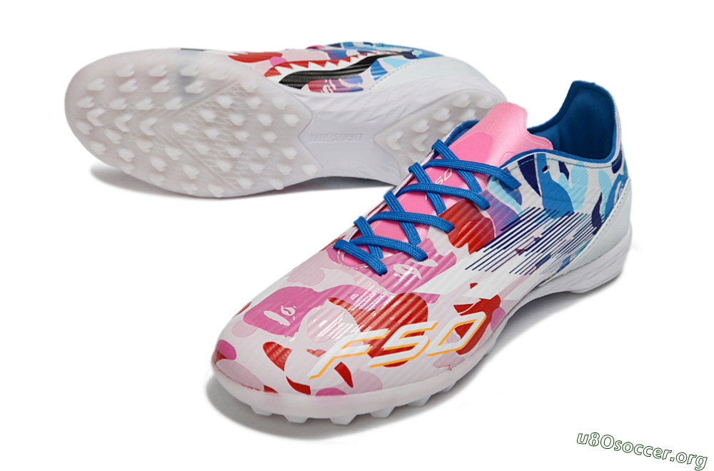 Adidas F50 Pro TF Football Shoes - Pink/Ocean Blue/Pastel Red 0