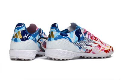 Adidas F50 Pro TF Football Shoes - Pink/Ocean Blue/Pastel Red