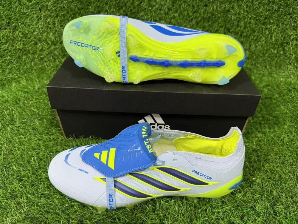Adidas Predator 26 Elite Fold-Over Tongue FG Football Boots - Blue/Neon Yellow/Cool Gray