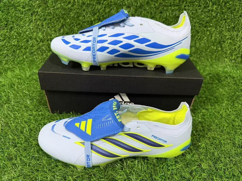 Adidas Predator 26 Elite Fold-Over Tongue FG Football Boots - Blue/Neon Yellow/Cool Gray