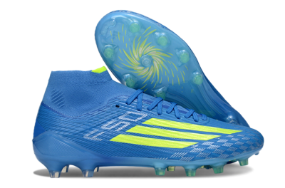 Adidas F50 Elite Mid AG Football Boots - Blue/Electric Blue/Neon Green