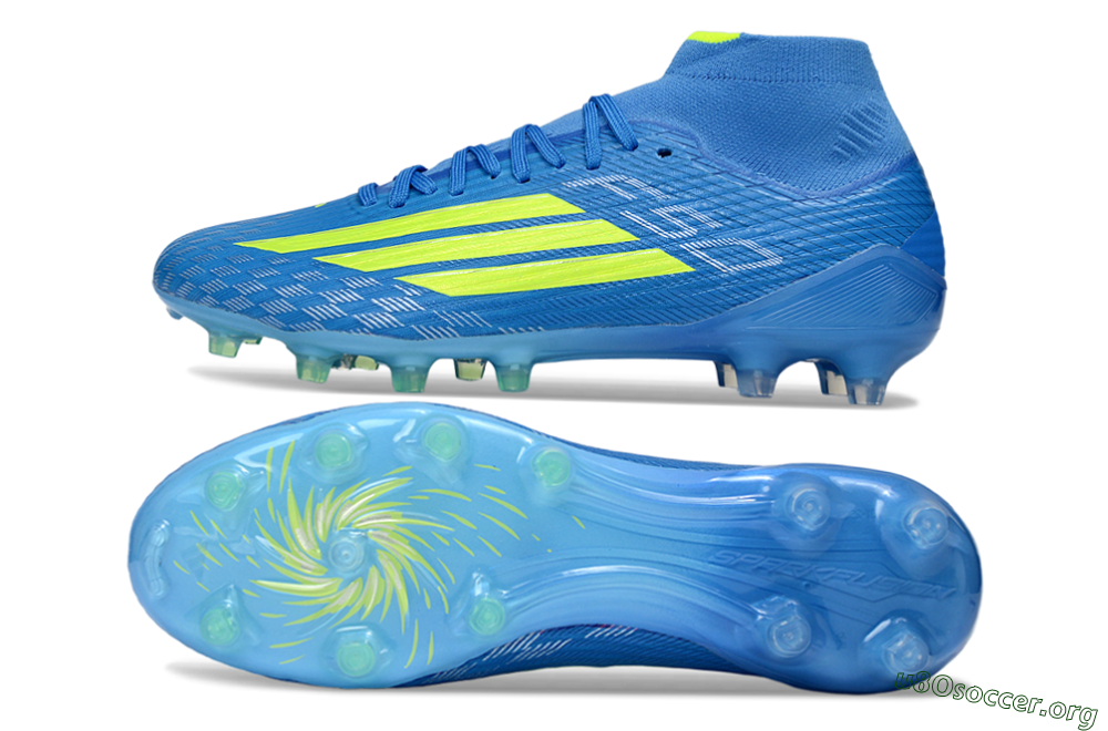 Adidas F50 Elite Mid AG Football Boots - Blue/Electric Blue/Neon Green 1