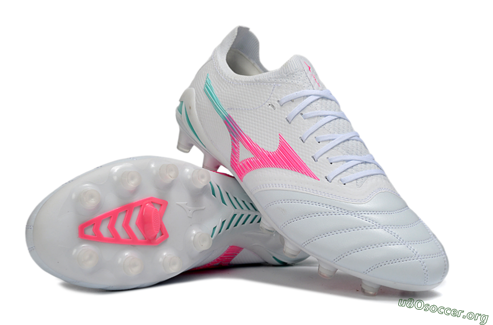 Mizuno Morelia Neo 4 FG Football Boots - White/Neon Pink/Teal 1