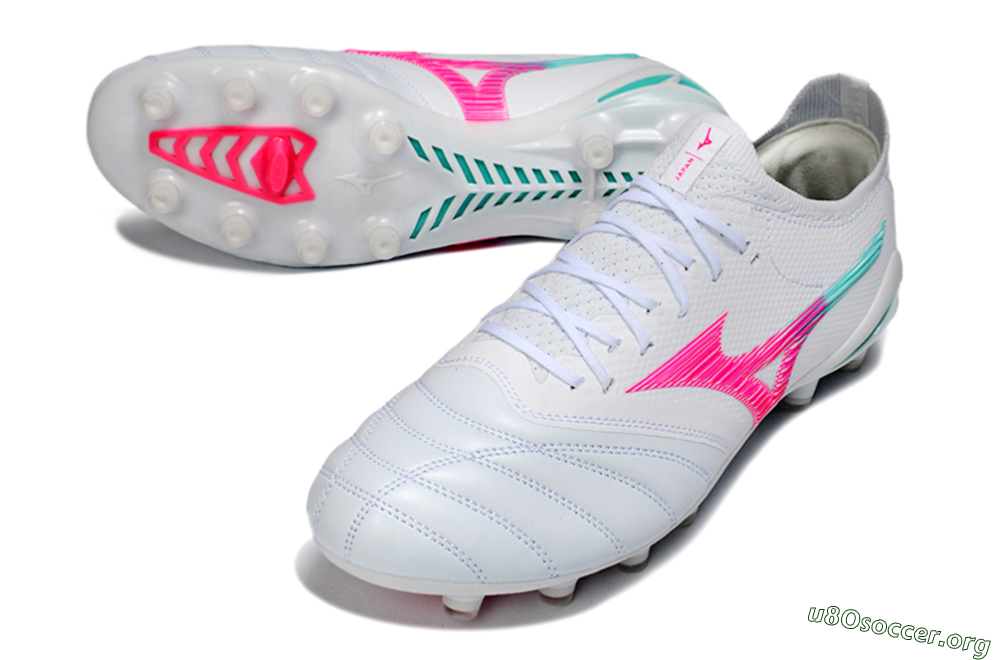 Mizuno Morelia Neo 4 FG Football Boots - White/Neon Pink/Teal 0