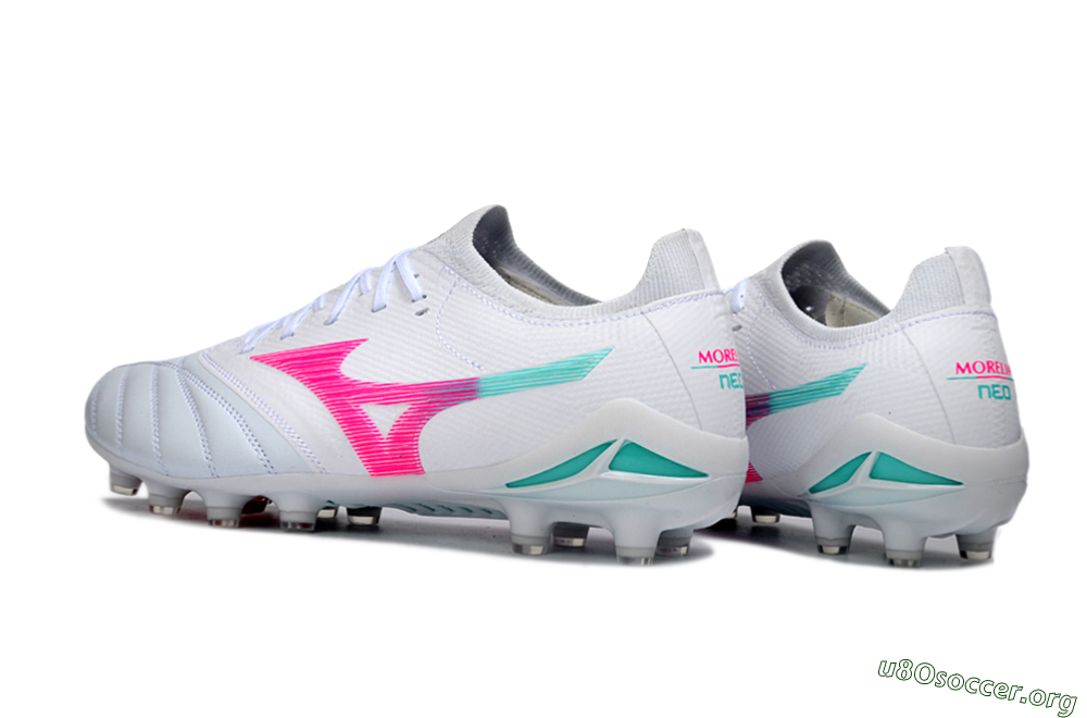 Mizuno Morelia Neo 4 FG Football Boots - White/Neon Pink/Teal 4