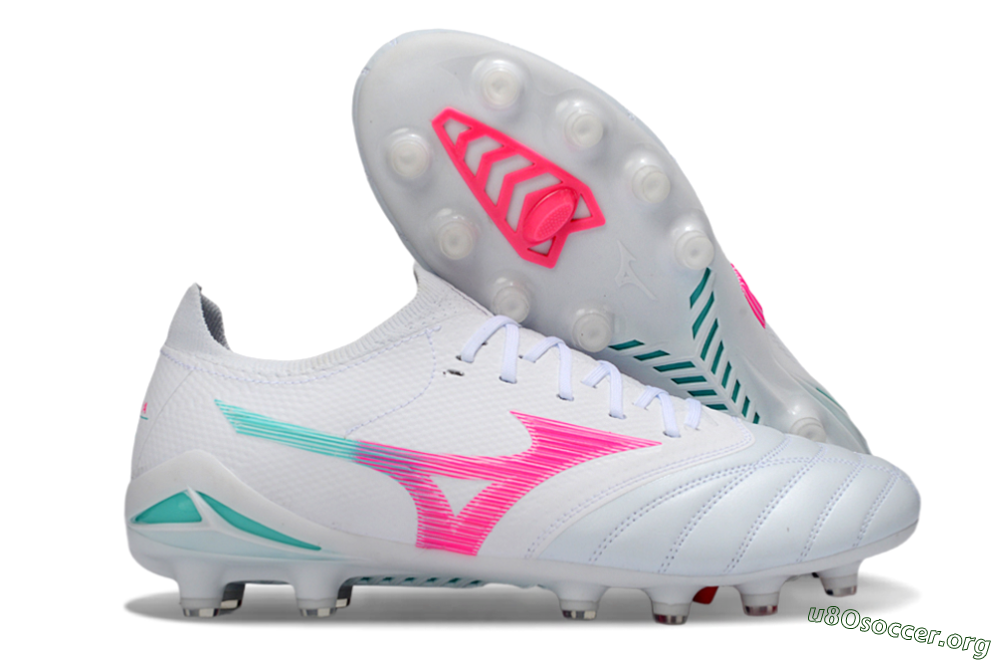 Mizuno Morelia Neo 4 FG Football Boots - White/Neon Pink/Teal 2