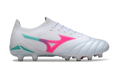 Mizuno Morelia Neo 4 FG Football Boots - White/Neon Pink/Teal