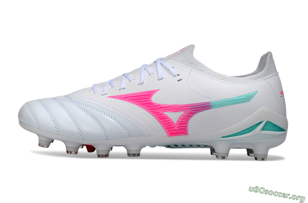 Mizuno Morelia Neo 4 FG Football Boots - White/Neon Pink/Teal 3