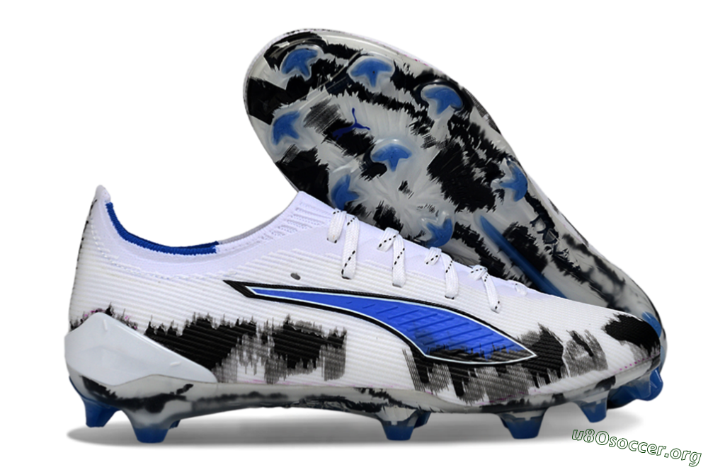 Puma Ultra Ultimate FG Football Boots - White/Electric Blue/Black 2