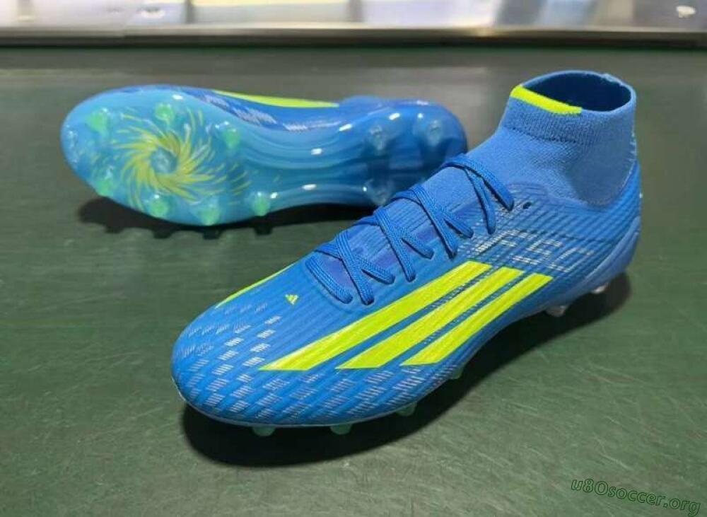 Adidas F50 Elite Mid FG Football Boots - Blue/Vibrant Blue/Electric Green