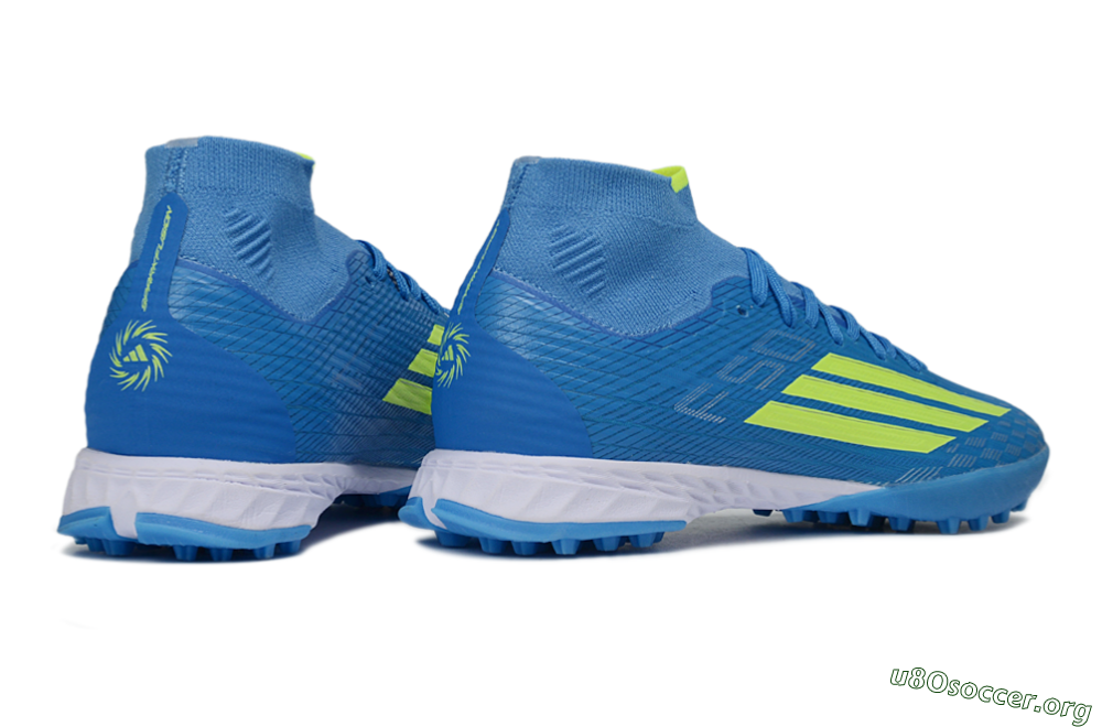 Adidas F50 Elite Mid TF Football Shoes - Blue/Electric Yellow/Cyan 6