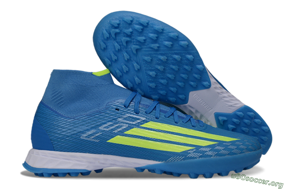 Adidas F50 Elite Mid TF Football Shoes - Blue/Electric Yellow/Cyan 2