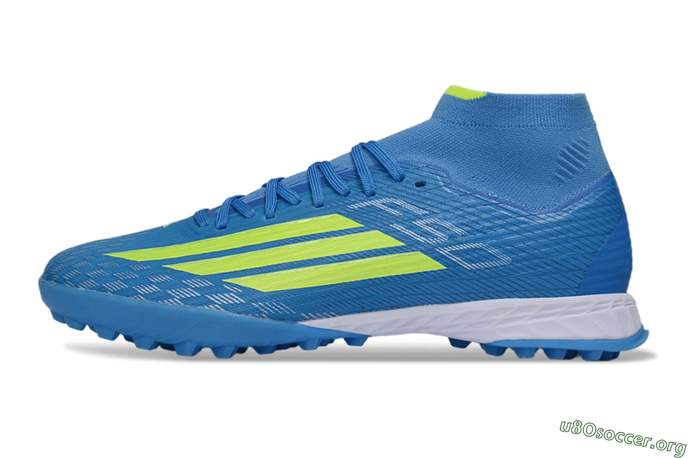 Adidas F50 Elite Mid TF Football Shoes - Blue/Electric Yellow/Cyan 3