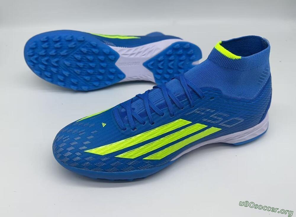Adidas F50 Elite Mid TF Football Shoes - Blue/Electric Yellow/Cyan
