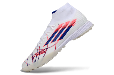 Adidas F50 Elite Mid TF Football Shoes - White/Electric Red/Deep Blue