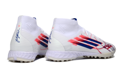 Adidas F50 Elite Mid TF Football Shoes - White/Electric Red/Deep Blue