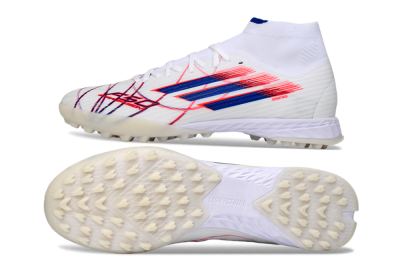 Adidas F50 Elite Mid TF Football Shoes - White/Electric Red/Deep Blue
