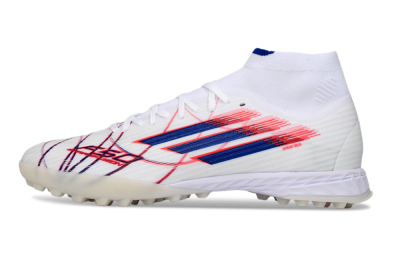 Adidas F50 Elite Mid TF Football Shoes - White/Electric Red/Deep Blue