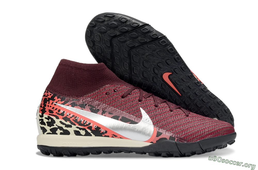 Nike Air Zoom Mercurial Superfly 10 Elite TF Football Shoes - Red/Berry Red/Black Leopard 2