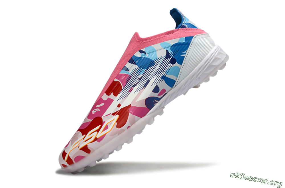 Adidas F50 Elite Laceless TF Football Shoes - Pink/Ocean Blue/Coral Pink 6