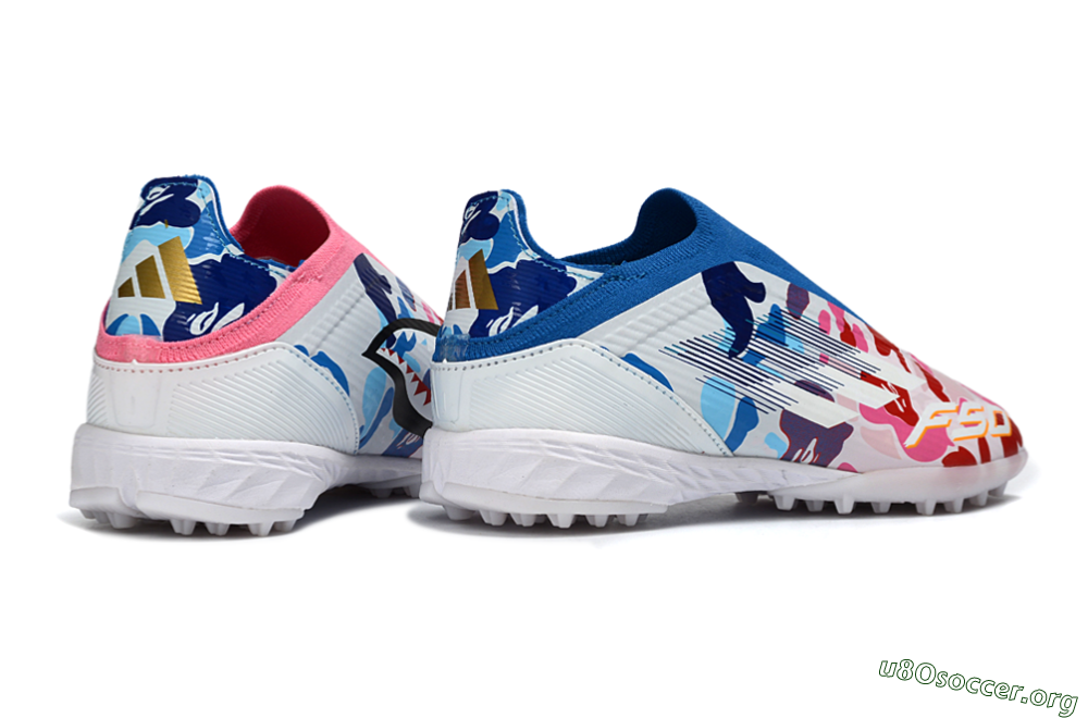 Adidas F50 Elite Laceless TF Football Shoes - Pink/Ocean Blue/Coral Pink 7