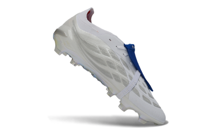 Adidas Predator 26 Elite Fold-Over Tongue FG Football Boots - White/Royal Blue/Metallic Silver