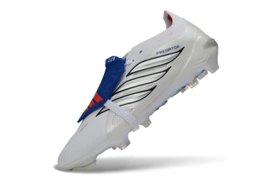 Adidas Predator 26 Elite Fold-Over Tongue FG Football Boots - White/Royal Blue/Metallic Silver