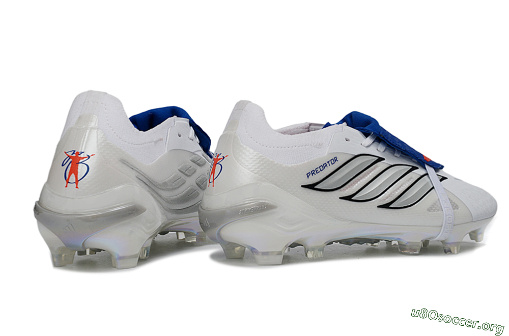 Adidas Predator 26 Elite Fold-Over Tongue FG Football Boots - White/Royal Blue/Metallic Silver 6