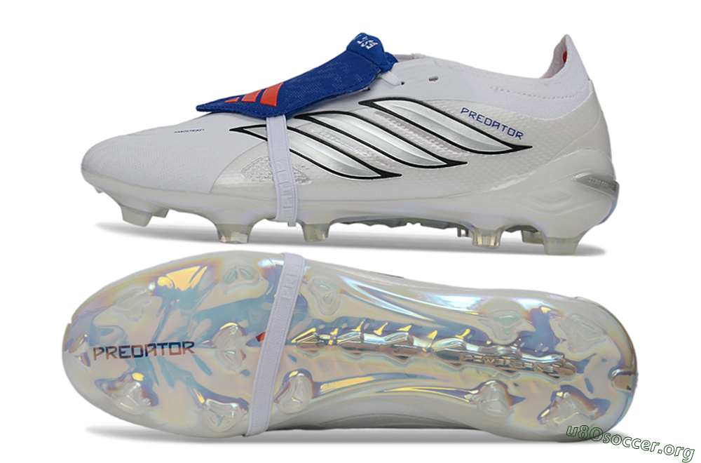 Adidas Predator 26 Elite Fold-Over Tongue FG Football Boots - White/Royal Blue/Metallic Silver 1