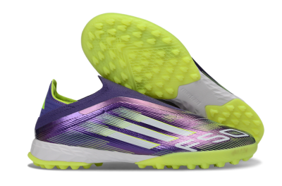 Adidas F50 Pro Laceless TF Football Shoes - Purple/Lime Green/White