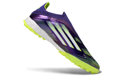 Adidas F50 Pro Laceless TF Football Shoes - Purple/Lime Green/White