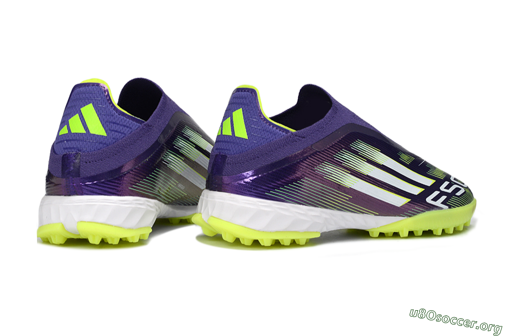 Adidas F50 Pro Laceless TF Football Shoes - Purple/Lime Green/White 6