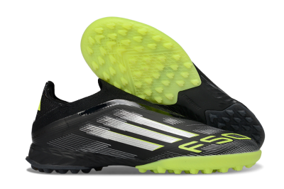 Adidas F50 Pro Laceless TF Football Shoes - Black/Electric Yellow/Neon Green
