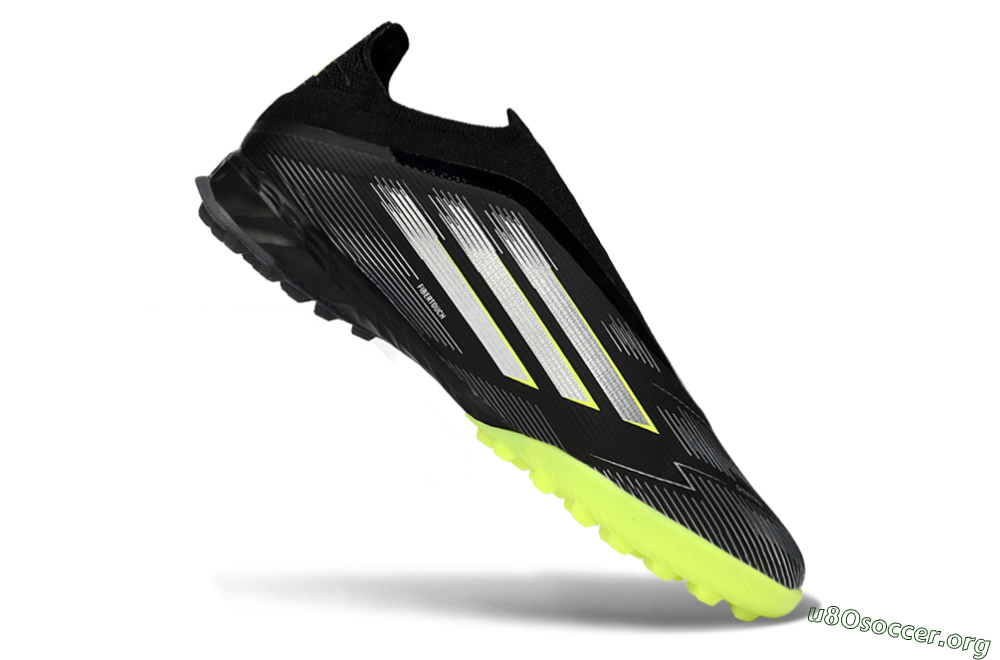 Adidas F50 Pro Laceless TF Football Shoes - Black/Electric Yellow/Neon Green 4