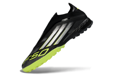 Adidas F50 Pro Laceless TF Football Shoes - Black/Electric Yellow/Neon Green