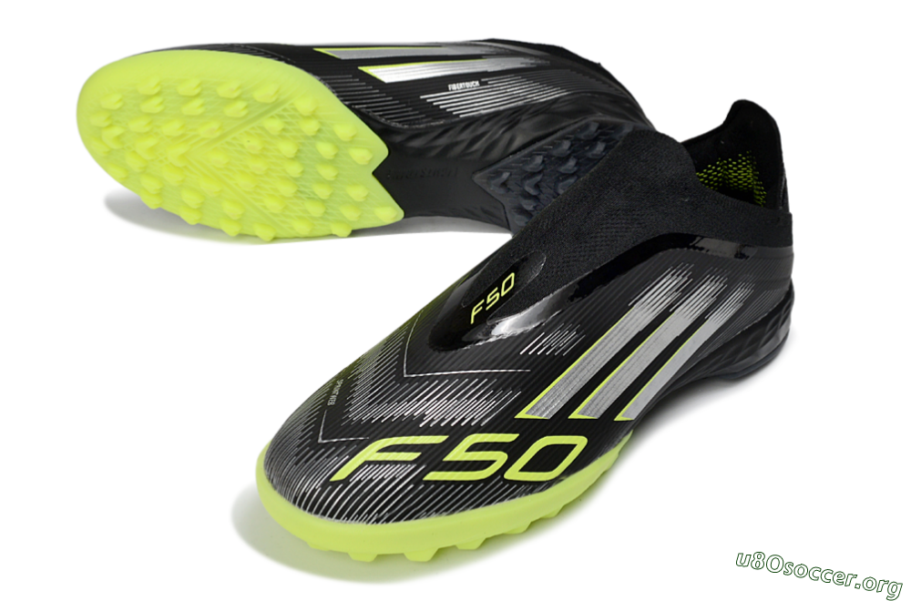 Adidas F50 Pro Laceless TF Football Shoes - Black/Electric Yellow/Neon Green 0