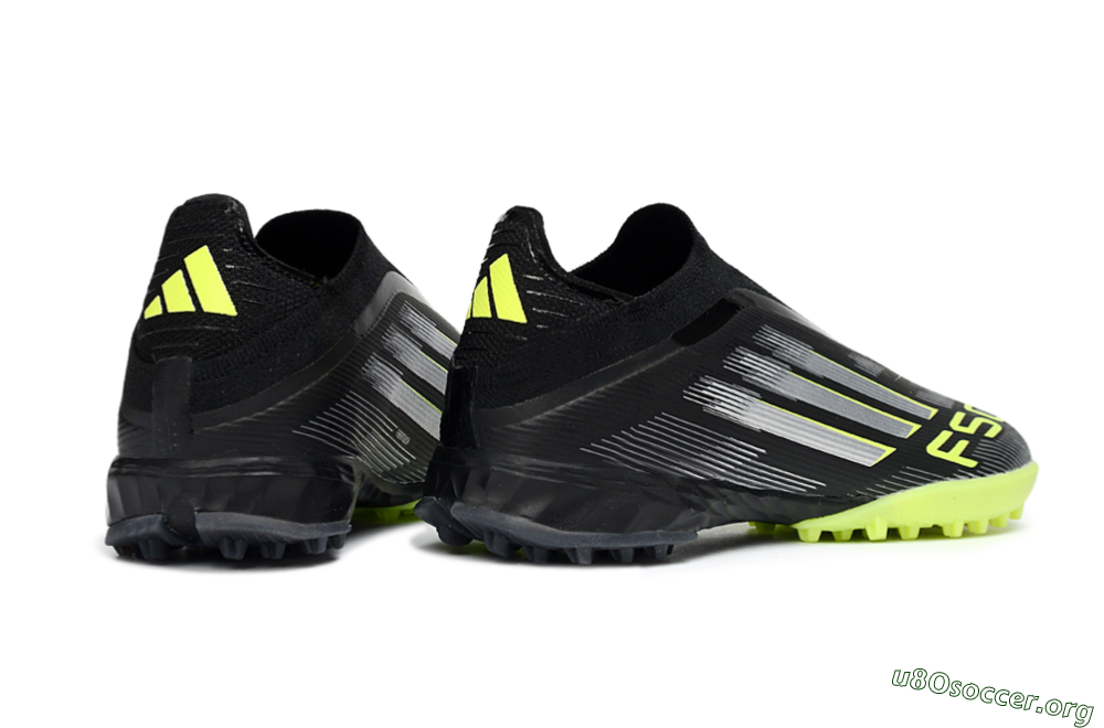 Adidas F50 Pro Laceless TF Football Shoes - Black/Electric Yellow/Neon Green 6