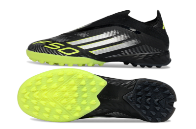 Adidas F50 Pro Laceless TF Football Shoes - Black/Electric Yellow/Neon Green