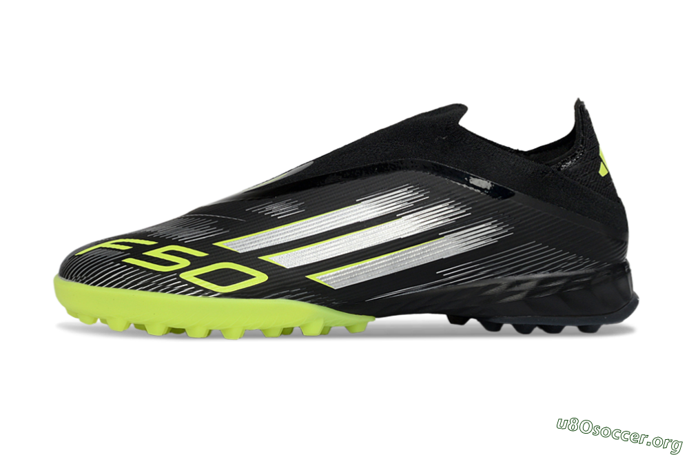 Adidas F50 Pro Laceless TF Football Shoes - Black/Electric Yellow/Neon Green 3