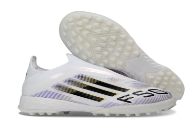 Adidas F50 Pro Laceless TF Football Shoes - White/Black/Gold