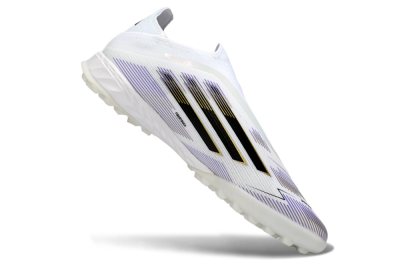 Adidas F50 Pro Laceless TF Football Shoes - White/Black/Gold