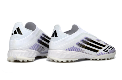 Adidas F50 Pro Laceless TF Football Shoes - White/Black/Gold