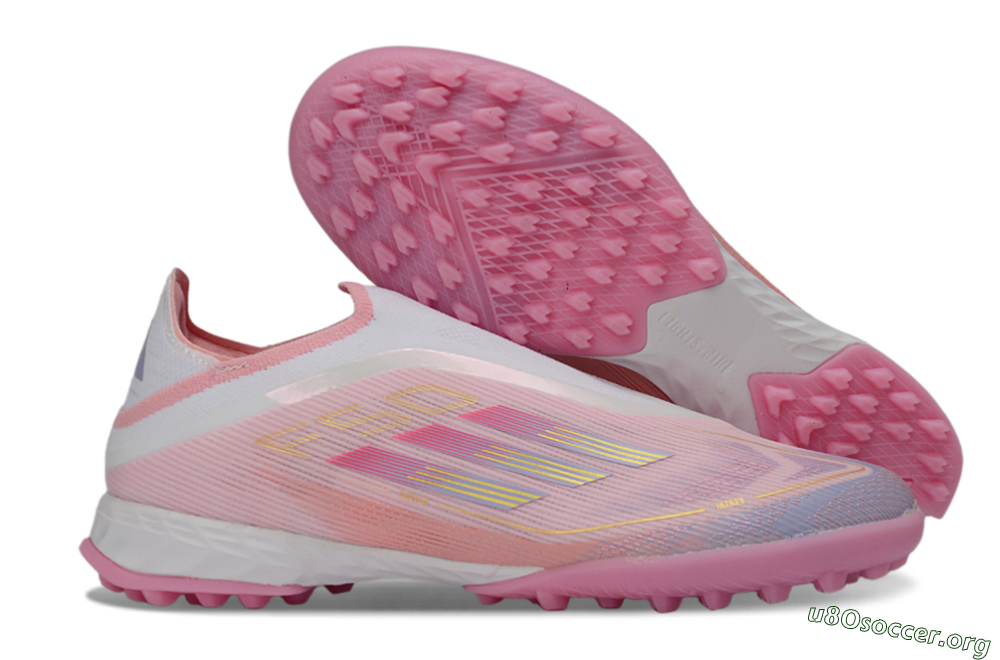 Adidas F50 Pro Laceless TF Football Shoes - Pink/Blush Pink/Soft Coral 2