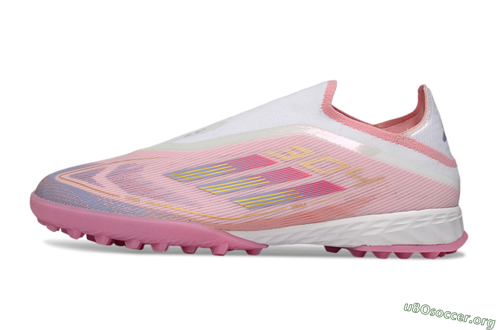 Adidas F50 Pro Laceless TF Football Shoes - Pink/Blush Pink/Soft Coral 3
